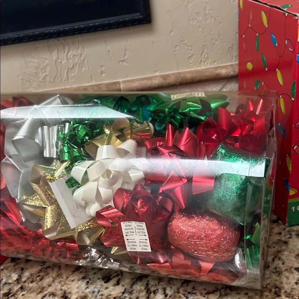 Target Holiday Glass Dispenser with Red, Green, and Gold Bows